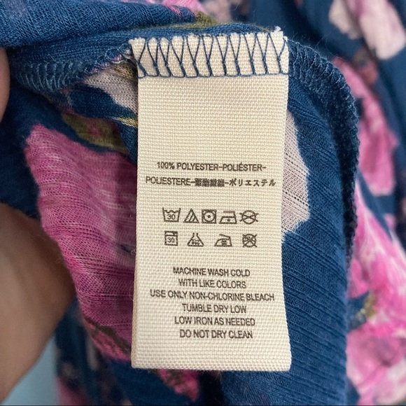 Free People Mirage Floral Hi-Low Flowy Top - Blue/Pink - Picture 7 of 9